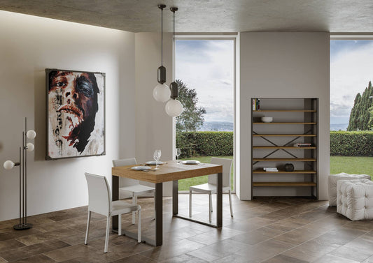 Dafne Italian Design Tavolo Tecno fix piano Quercia Natura 90x130 fisso telaio Antracite