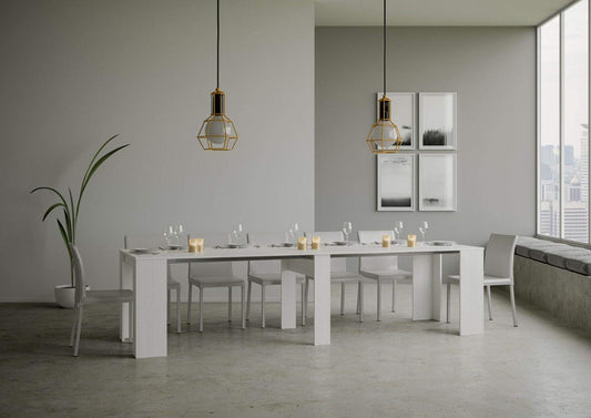 Itamoby Basic - Consolle Allungabile, Pannelli di nobilitato, Bianco Frassino, 90 x 48 x 77 cm