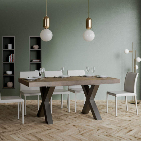 Dafne Italian Design Tavolo Traffic Allungabile piano Noce 90x160 allungato 420 telaio Antracite
