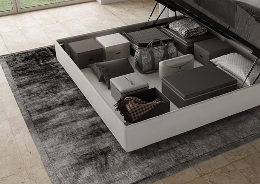 Dafne Italian Design - Letto Matrimoniale 180x200 Imbottito Made in Italy, Compreso di Rete a Doghe, Imbottitura in Semilpelle (Materasso non Incluso)