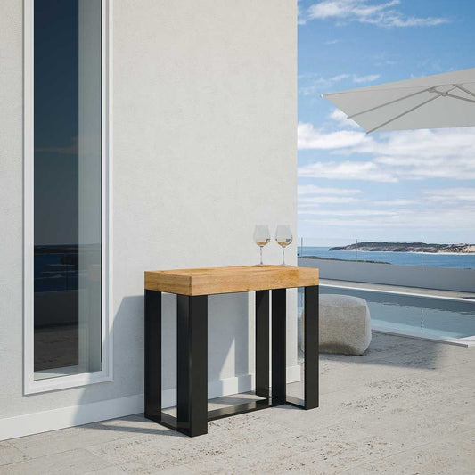 Dafne Italian Design Consolle allungabile Futura Abete Tinto Telaio Antracite