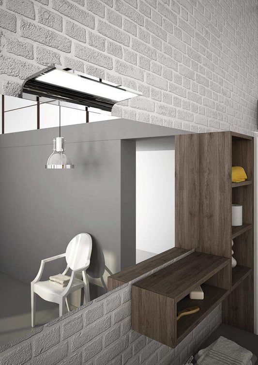 Dafne Italian Design Mobile da bagno Misura: L.155 P.50 cm - Finitura: Laccato Bianco Lucido e Rovere Terra - Top: Resina Materica con vasca integrata colore Tortora - 100% made in Italy