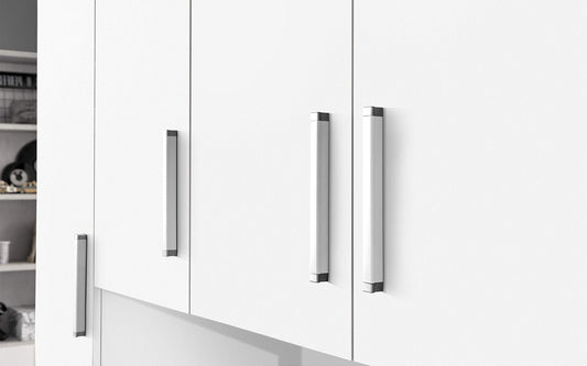 Cameretta a Ponte con Letto Bianco Una Piazza e Mezza - Composto da un'anta Lunga, 4 Ante Medie, Piccolo vano a Giorno e cassettiera.cm. 243 x 55 x 245