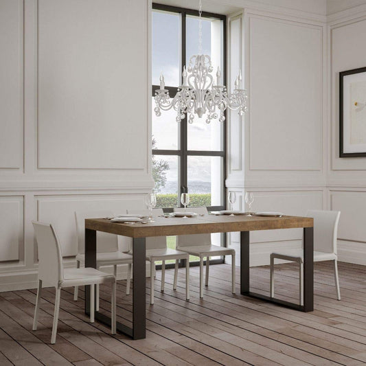 Itamoby, Tavolo allungabile Tecno Evolution 180->440 cm, Piano in Noce e Telaio in Antracite L.180 P.90 H.77 (allungabile Fino a L.440 con 5 allunghe)
