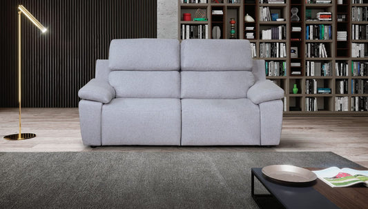 Divano due posti in tessuto colore grigio con doppio recliner elettrico misure cm. L 165 - l 99 - H 104 - Made in Italy
