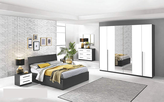 Dafne Italian Design Camera Completa - Piombo, Bianco Laccato (cm. 274 x 60 x 250 cm)