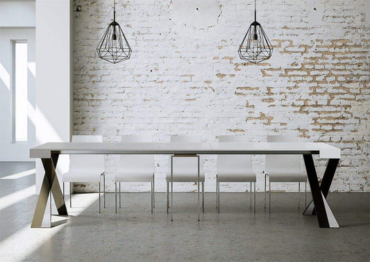 Itamoby Consolle allungabile Diago Small Bianco Frassino & Antracite L.90 x H.77 x P.40 (allungabile Fino a 196 cm)