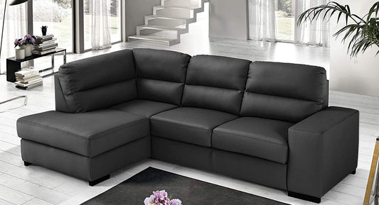 Dafne Italian Design Divano Letto angolare 3 posti con penisola a Sinistra. Similpelle Grey (cm. 251 x 175 x 97h)