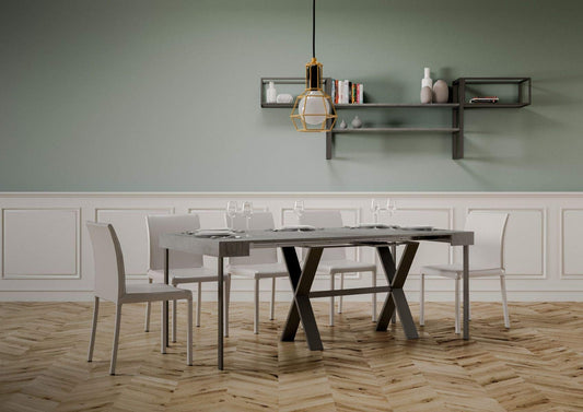 Dafne Italian Design Consolle allungabile Xenia Small Cemento Telaio Antracite