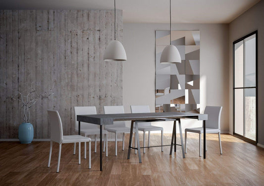 Dafne Italian Design Consolle allungabile Banco Small Cemento Telaio Antracite