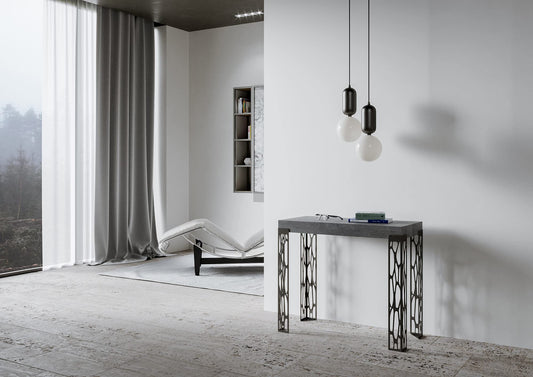 Dafne Italian Design Consolle allungabile Ghibli Cemento Telaio Antracite