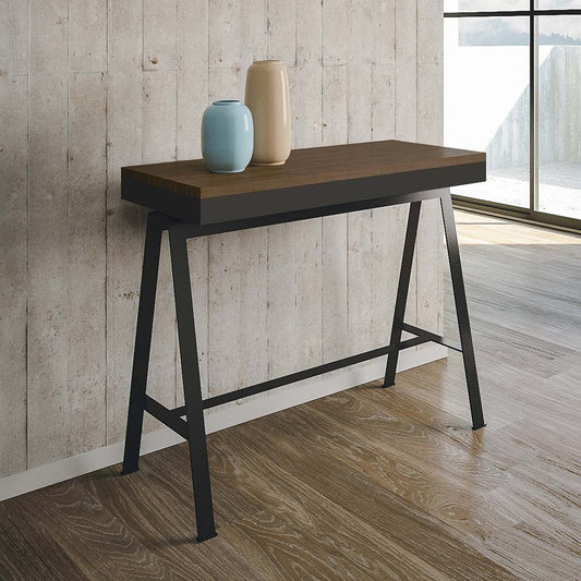 Dafne Italian Design Consolle allungabile Banco Evolution Noce Telaio Antracite