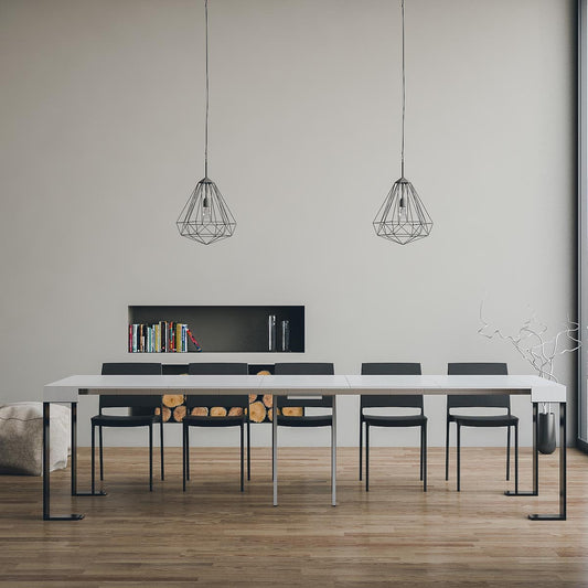 Dafne Italian Design Consolle allungabile Tecno Bianco Frassino Telaio Antracite