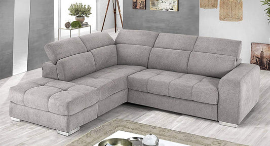 Dafne Italian Design Divano Letto angolare 3 posti con penisola a Sinistra. Tessuto Romeo Perla (cm. 266 x 230 x 94h)