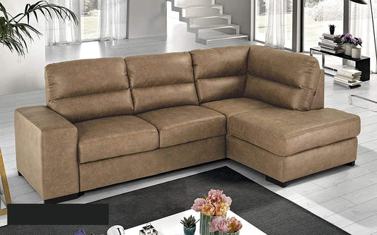 Dafne Italian Design Divano Letto angolare 3 posti con penisola a Destra. Tessuto Tay Tay Camel (cm. 251 x 175 x 97h)