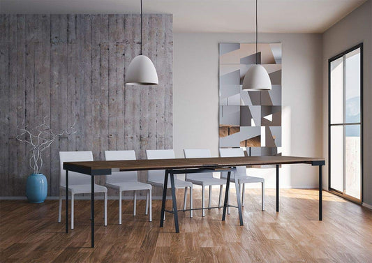 Itamoby Banco Evolution Consolle Allungabile, Pannelli di nobilitato, Noce/Antracite, L.90 X P.40 X H.77