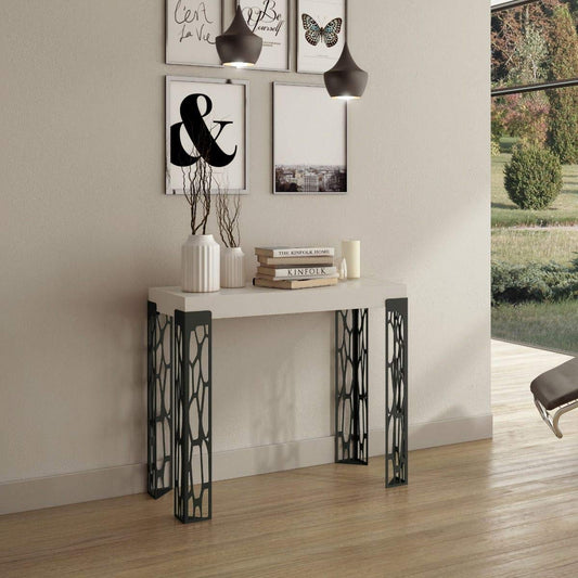 Dafne Italian Design Consolle allungabile Ghibli Small Bianco Frassino Telaio Antracite