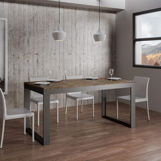 Dafne Italian Design Tavolo Tecno Evolution piano Noce 90x180 allungato 90x284 telaio Antracite