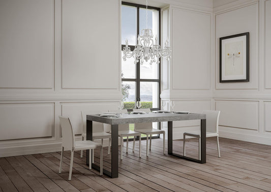 Dafne Italian Design Tavolo Tecno Premium allungabile piano Cemento 90x180 allungato 284 telaio Antracite