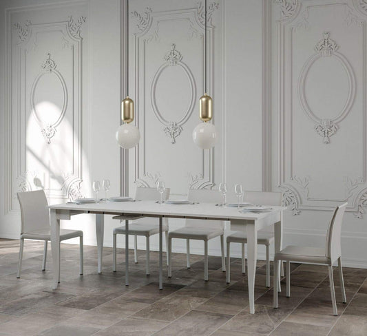 Itamoby Consolle Allungabile Sciabola Small Bianco Frassino L.90 x H.77 x P.48, allungabile Fino a 204 cm