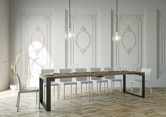 Dafne Italian Design Consolle allungabile Elettra Abete Tinto Telaio Antracite