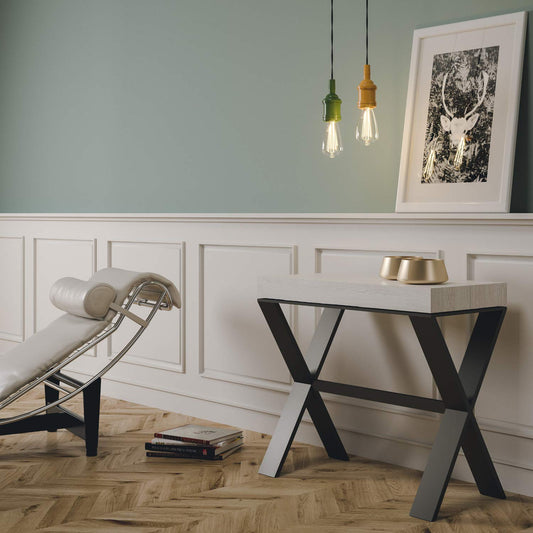 Dafne Italian Design Consolle allungabile Xenia Bianco Frassino Telaio Antracite