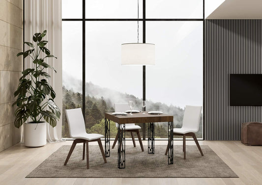 Dafne Italian Design Tavolo Ghibli Allungabile piano Noce 90x90 allungato 246 telaio Antracite