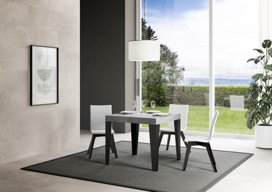 Dafne Italian Design Tavolo Flame allungabile piano Cemento 90x90 allungato 246 telaio Antracite