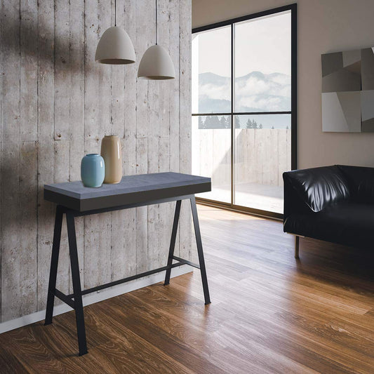 Dafne Italian Design Consolle allungabile Banco Evolution Cemento Telaio Antracite