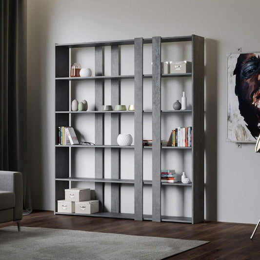 Dafne Italian Design Libreria Composizione A Kato 6R 2 fianchi 4 fasce lunghe Cemento