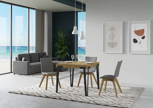 Itamoby, Tavolo Rio Allungabile Quercia Natura 90x90 allungato 246