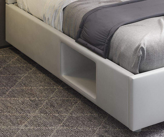 Dafne Italian Design Letto singolo contenitore e con vano laterale porta oggetti, similpelle lavabile 90 x 205 x 110 cm. - 100% Made in Italy (STI)