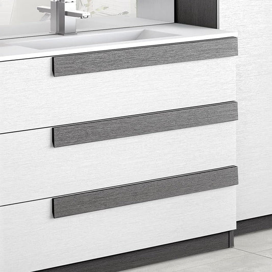 Mobile da bagno "Sandie" bianco e nero componibile cm 101x46x189 (base, lavabo, specchio, pensile) - colonna anta sx cm. 35x34x189 - mobile 5 cassetti cm 35x34x85, colonna anta dx 35x34x164