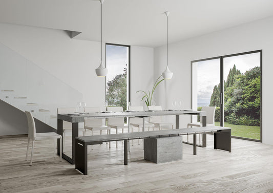 Dafne Italian Design Panca Walk allungabile Cemento Telaio Antracite