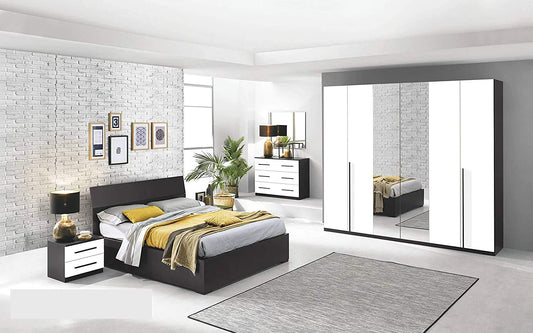 Dafne Italian Design Camera Completa - Ghisa, Effetto Bianco Laccato (cm. 274 x 60 x 250 cm)