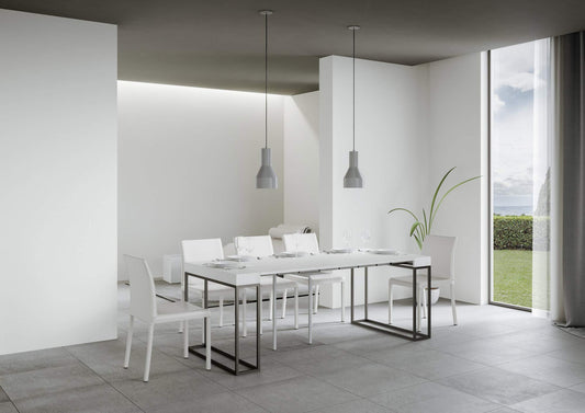 Dafne Italian Design Consolle allungabile Epoca Small Bianco Frassino Telaio Antracite