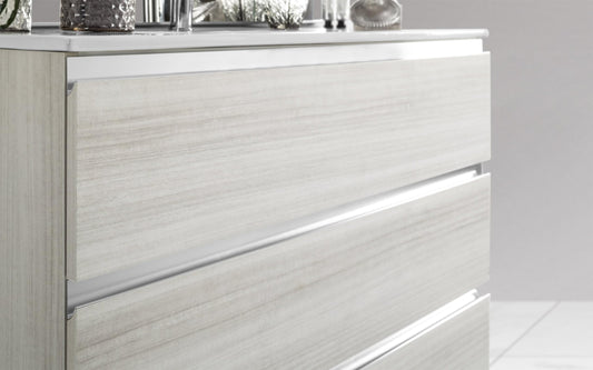 Mobile da bagno "Vichy" finitura bianco eucalipto composto da: componibile bagno cm 81x46x189 (base, lavabo, specchio, pensile) - colonna girevole cm. 35x35x180 - base mobile cm 69x34x85