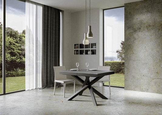 Itamoby, Tavolo allungabile Volantis Evolution 160->264 cm, Pannelli di Nobilitato, Cemento & Antracite L.160 P.90 H.77 (allung. Fino a 264 con Due allunghe)