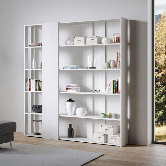 Dafne Italian Design Libreria Composizione D Kato 6R 2 fianchi 4 fasce lunghe Bianco Frassino