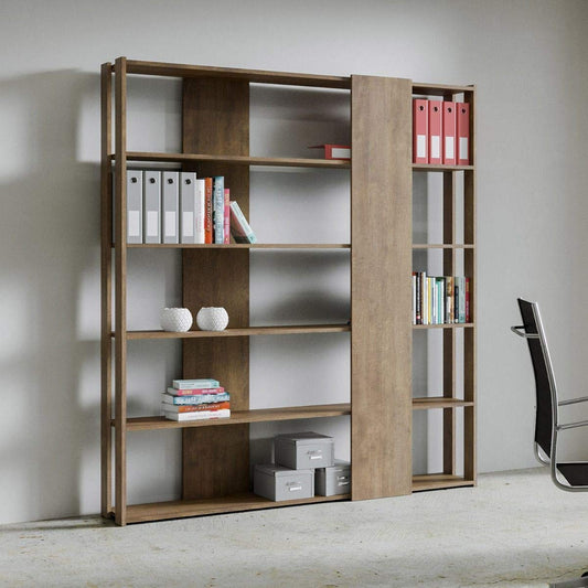 Dafne Italian Design Libreria Composizione B Kato 6R 2 fianchi 4 fasce lunghe Noce