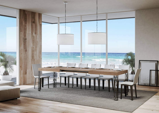 Dafne Italian Design Tavolo Ghibli Allungabile piano Quercia Natura 90x160 allungato 264 telaio Antracite