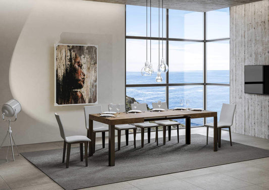 Dafne Italian Design Tavolo Linea Allungabile piano Noce 90x130 allungato 234 telaio Antracite