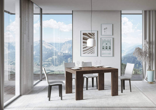 Dafne Italian Design Tavolo Roxell Allungabile Noce 90x130 allungato 390 telaio Antracite