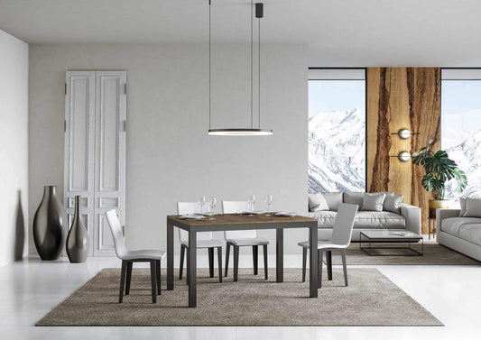 Dafne Italian Design Tavolo everyday Evolution piano Noce 90x120 telaio allungato 224 Antracite