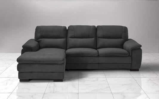 Dafne Italian Design Divano angolare 3 posti con penisola a Sinistra. Tessuto Gordon Nero (cm. 275 x 158 x 94h)