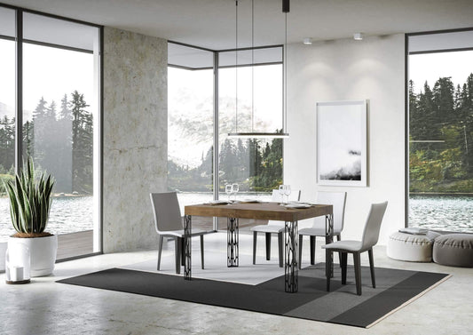 Dafne Italian Design Tavolo Ghibli Allungabile piano Noce 90x130 allungato 234 telaio Antracite