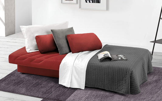 Dafnedesign.com - Divano letto 3 posti - Colore: rosso - Versione: 3 posti - e similpelle - letto una piazza e mezzo - cm. 225 x 87 x 92h