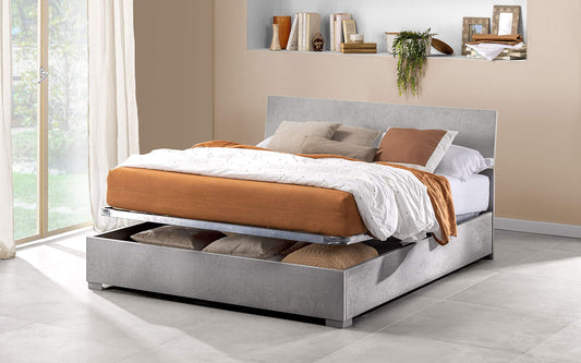 Dafne Italian Design Letto matrimoniale con contenitore in legno, rete ortopedica a doghe - 169 x 203 x 94h.