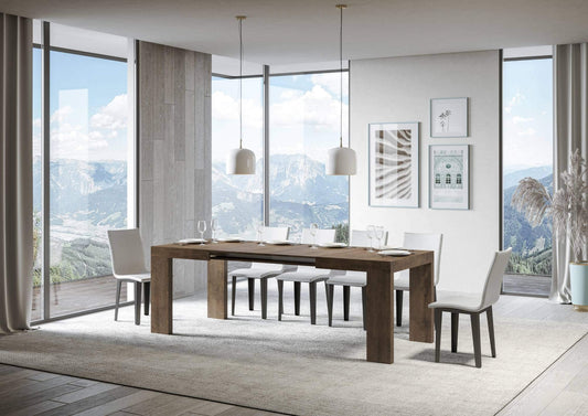 Dafne Italian Design Tavolo Roxell Allungabile Noce 90x130 allungato 390 telaio Antracite