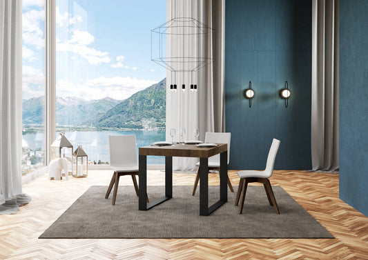 Itamoby, Tavolo Tecno Allungabile Noce 90x90 allungato 246